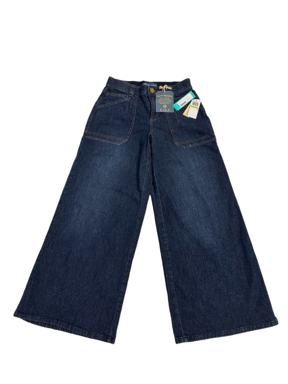 Democracy Ab Solution Wide Leg Jeans Womens 4 High Rise Utility Pocket Indigo NW